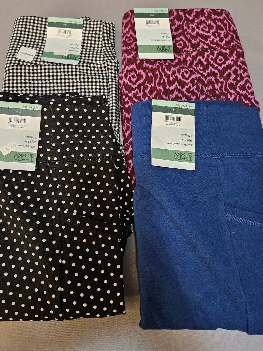 Terra & Sky Women's Plus 4X Bike Shorts Lot of 4 Items - 9" Inseam - NWT